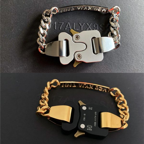 

accessories hero chain buckle bracelet men women 1:1 1017 alyx 9sm charm openwork letters stainless steel, Golden;silver