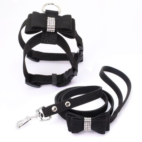 

drilling bowknot pet chest straps cat traction rope with small dogs breast back creative style dog collars & leashes