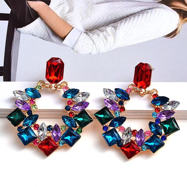 

dangle & chandelier bohemian exclusive metal crystals maxi earrings fashion colorful rhinestones jewelry accessories for women wholesale, Silver