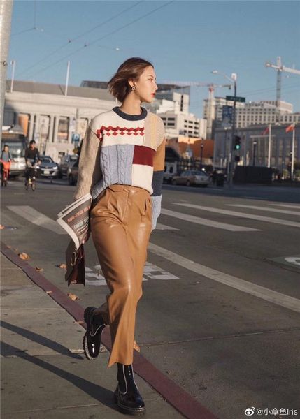 

women's pants & capris super soft leather women high waist straight female trousers wild stylish clothes, Black;white