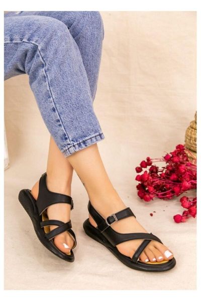 

sandals women's black skin erta