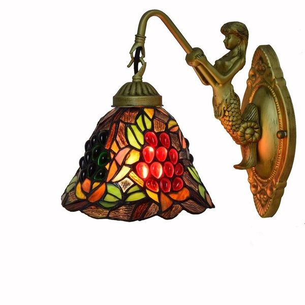 

wall lamp european-style mediterranean creative corridor double american stained glass living room dining