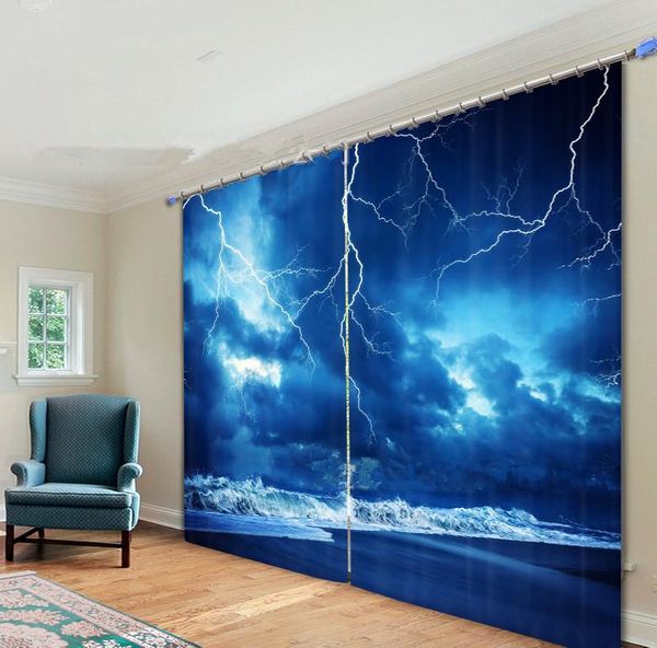 

curtain & drapes 3d storm at sea with thunder window for living room curtians sunshade customize size