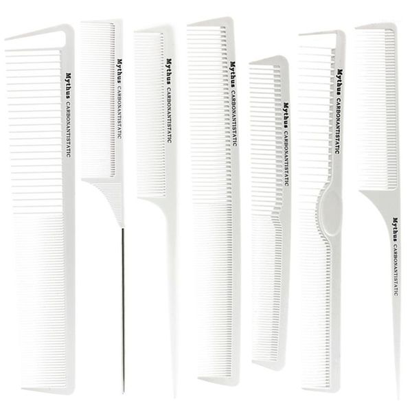 

pro hairdresser carbon comb in white color heat resistant hair cutting set 7 designs barber favorite set1, Silver