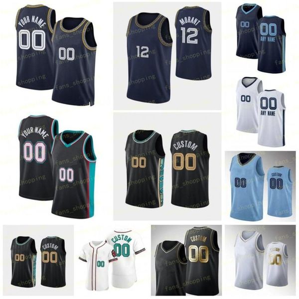 

custom printed 75th basketball jerseys 12 ja morant 4 steven adams 7 santi aldama 8 ziaire williams 15 brandon clarke 23 jarrett culver 13 j, Black;red