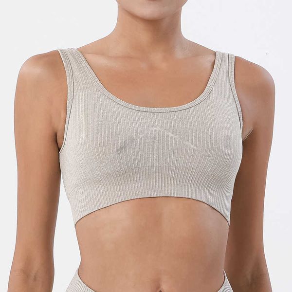 

women's tanks & camis u-shape solid padded tank vest gathered yoga shockproof sports bra running fitness gym clothes women match for l, White