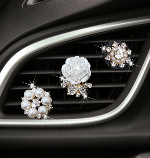

car air freshener lovely color flower styling crystal perfume decoration clip