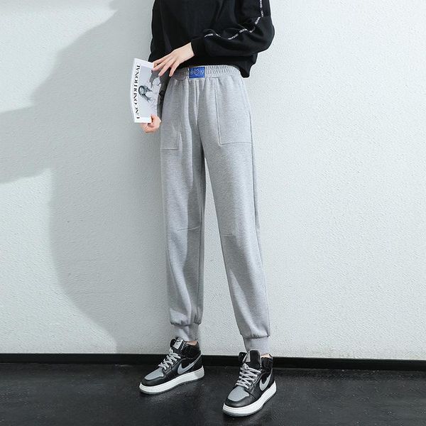 

casual pants women's 2021 spring and summer style korean high-waist harem waist elastic old & capris, Black;white