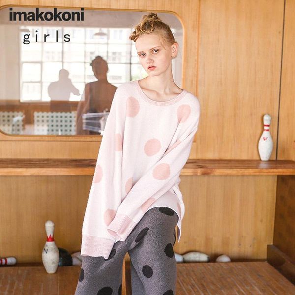 

women's sweaters pink polka dot sweater female imakokoni original design japanese sweet loose pullover 172204, White;black