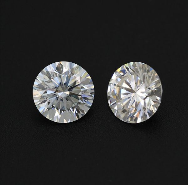 

gh color moissanite round cut loose diamond with box and certification for rings vs1 gemstones excellent pass tester, Black