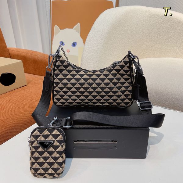 

22ss retro woman bags with coin purse hobo handbags lady fashion denim composite designers handbag shoulder bag triangular lattice crossbody