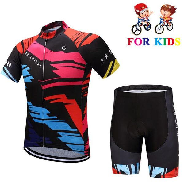 

racing sets children's summer cycling jersey ropa ciclismo maillot boys mtb sports sweater set, Black;blue