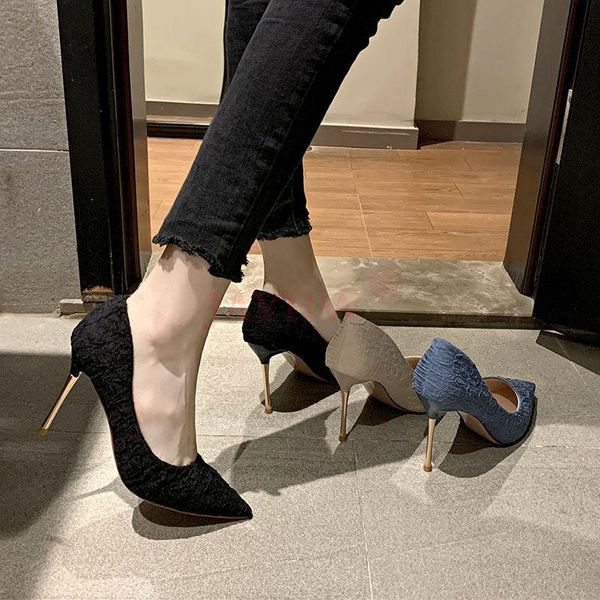 

dress shoes jayhw women high heels stiletto spring and autumn 2021 pointed toe pumps wedding female black