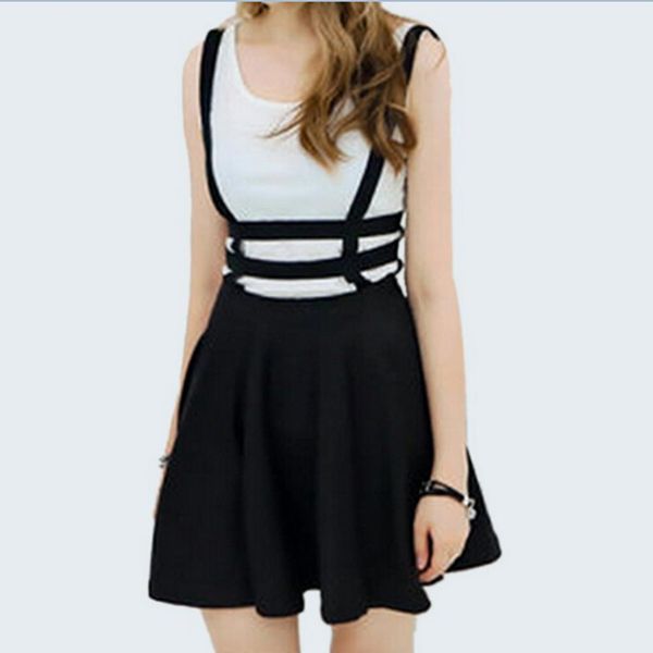 

selling black girl playsuit skater womens skirt suspender bandage short mini strap empire