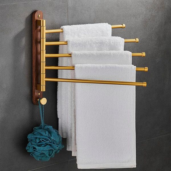 

towel racks becola aluminum walnut bar movable bath wooden shelf holder with 5 poles for bathroom