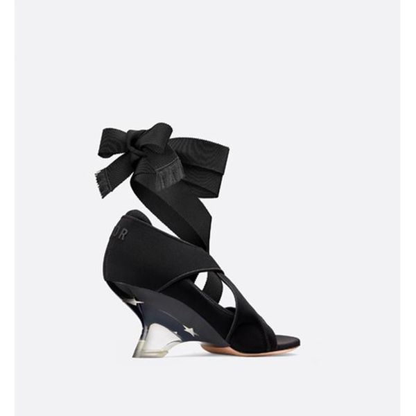 

sandals 2021 runway crystal clear hoof high heels women cross tied ankle strap shoes wedding party sandalias mujer, Black