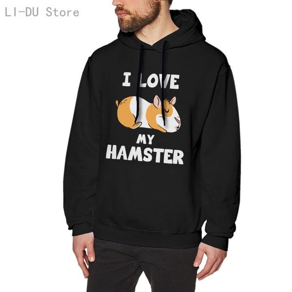 

men's hoodies & sweatshirts fashion funny hooded men i love my hamster cute hip-hop men's women clothes streetwear harajuku, Black