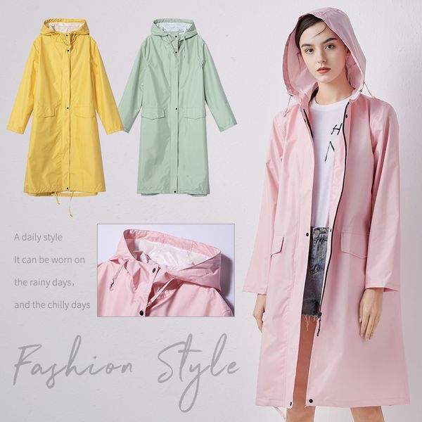 

women new styish ong raincoat waterproof rain jacket with hood