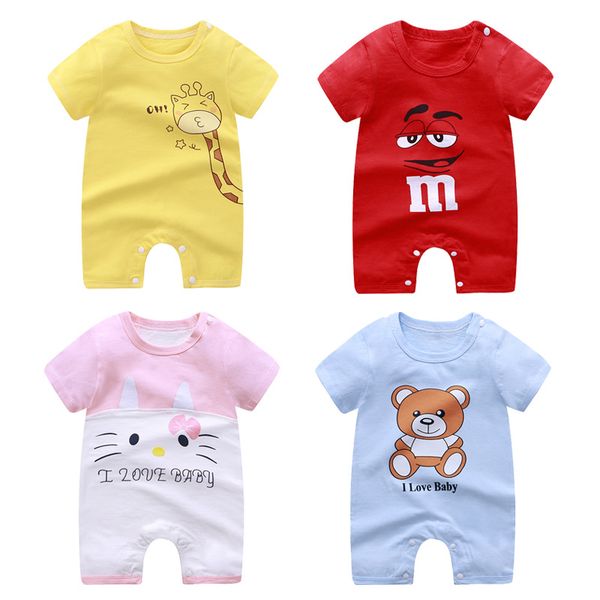 

baby conjoined clothes, cotton summer clothing, baby clothes, children's short-sleeved newborn, lingerie, Blue