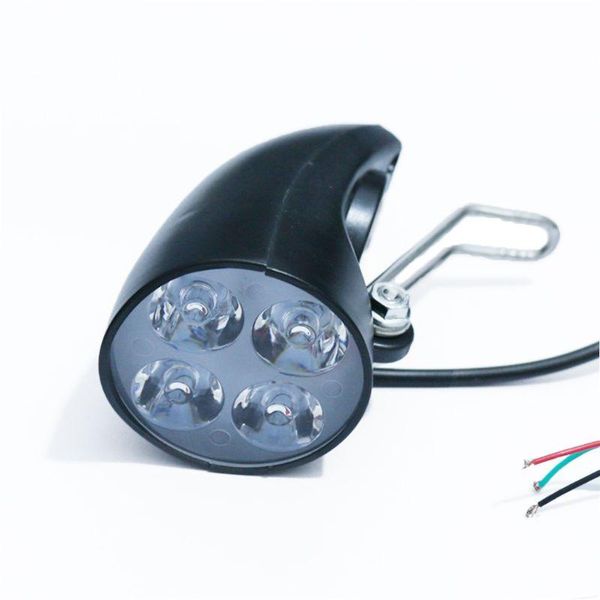 

bike lights 36v 48v ebike light scooter lamp electric bicycle 4 led front headlight ultra-bright spotlight with horn drop ship