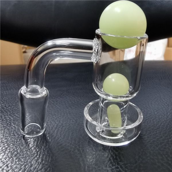 fumo Completamente saldato Quarzo Terp Slurper Bangers Chiodo con bagliore al buio Tappo di carburo di pallina Pillola di rubino Banger spesso smussato Chiodi inebrianti Domeles