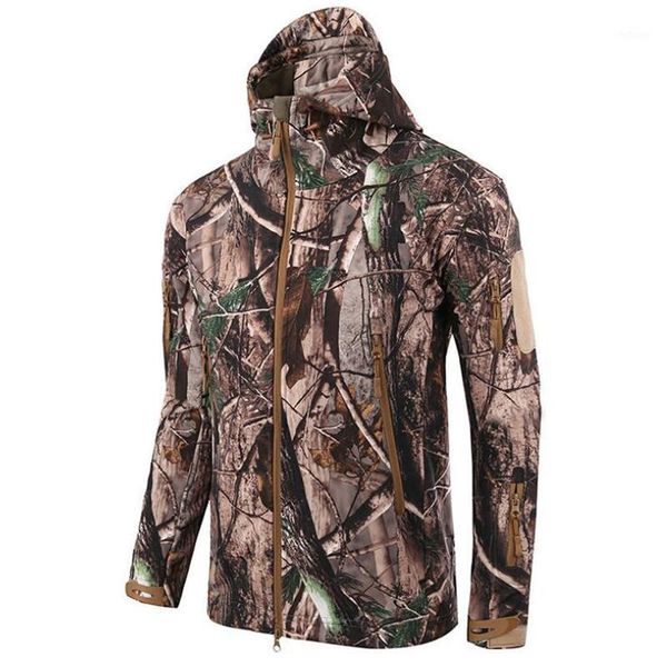 

men military tactical jacket hunt camouflage fleece army clothing outdoor warm waterproof windproof hooded coat uniform men's jackets, Black;brown