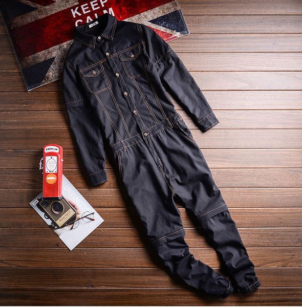 

denim men's dual-use black purple fashion jeans hip-hop overalls, Blue