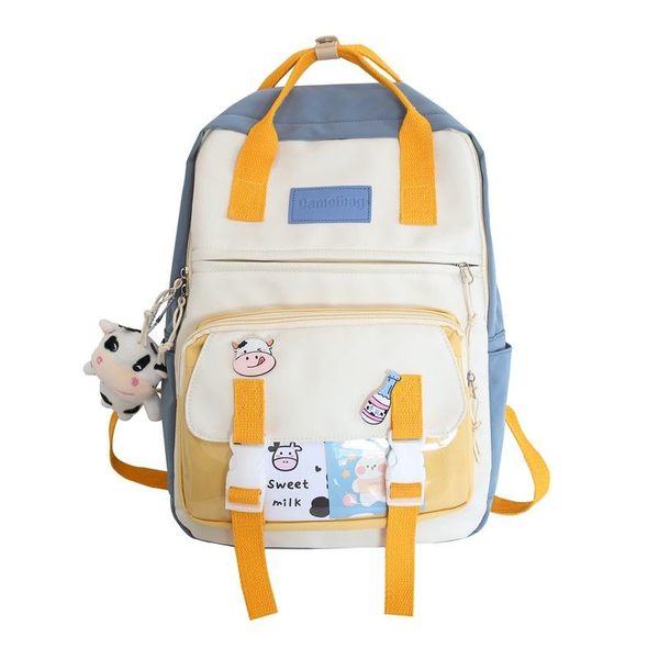 

school bags panelled for girl student fashion kawaii womenls backpack junior book storage teenager shopper shoulder bag