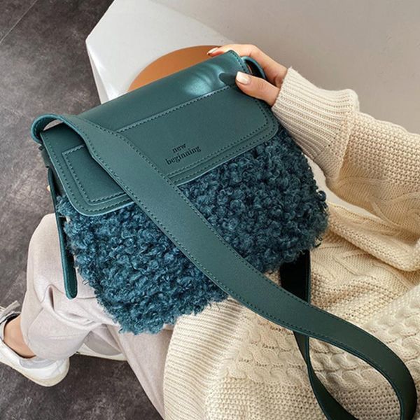 

evening bags elegant square women crossbody bag 2021 pu leather designer female handbag plush shoulder messenger purses ins
