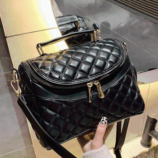 

evening bags handbags woman designer dianmond lattice shoulder bag ladies black leather crossbody casual tote female