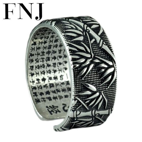 

cluster rings fine 925 silver bamboo buddha adjustable size vintage trendy s925 solid thai ring for women men jewelry, Golden;silver