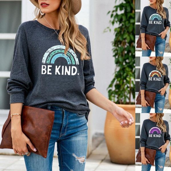 

women's hoodies & sweatshirts 2021 european and american fall/winter loose rainbow print pullover, Black