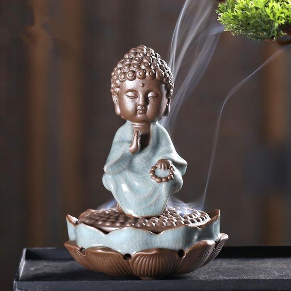 

fragrance lamps ceramic buddha coil incense burner zen buddhist sandalwood lotus base handmade holder home tower aroma censer