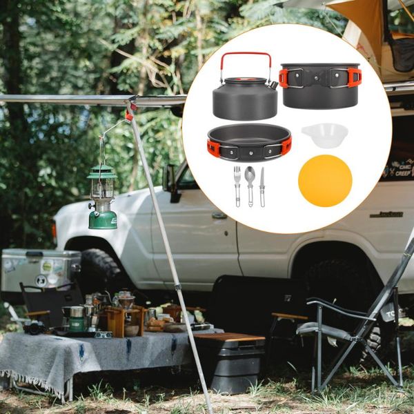 

pans 1 set 16pcs outdoor cooking kettle tableware cookware for camping picnic