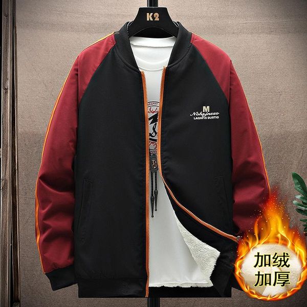 

men's down & parkas 2021 winter patchwork jacket men plus velvet warm parka stand collar male casual coat thick windbreaker size 4xl, Black