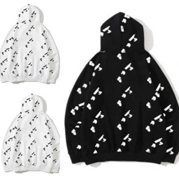 

men euramerican fashion sweatshirts printing brand hoodies camouflage cardigan classic autumn and winter thin plush mens womens coat, Black