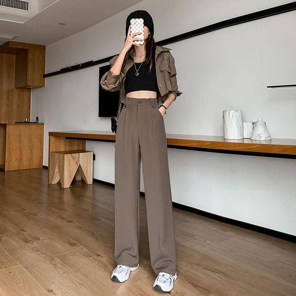 

women's suits & blazers pants women in the spring and autumn drape of tall waist 2021 easing leisure coffee land straight leg, White;black