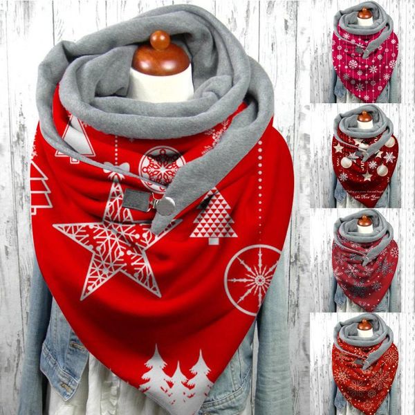 

scarves fashion women christmas print scarf hijabs female lady retro multi-purpose shawl button femme wraps foulard bufand wrap, Blue;gray