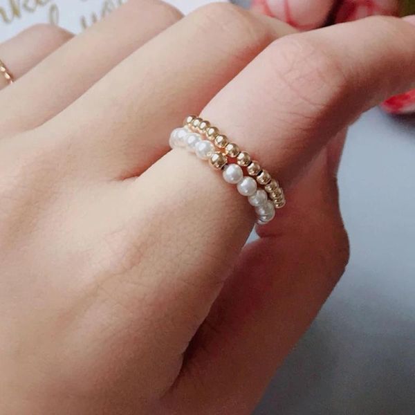 

cluster rings natural pearl 14k gold filled knuckle jewelry mujer bague femme handmade minimalism boho, Golden;silver