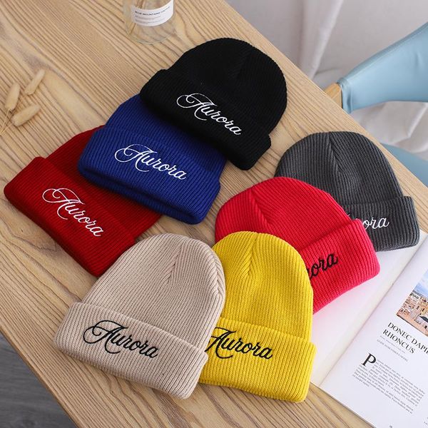 

beanie/skull caps women's autumn winter style beanies letter embroidery small cute beanie keep warm for female yellow red hat, Blue;gray