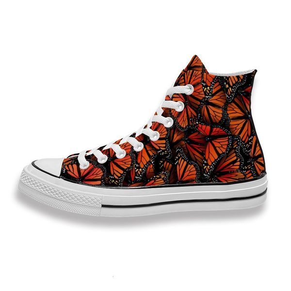 

custom printed a large group of orange black butterfli sneakers high mens womens running sho skateboard diy trainers canvas