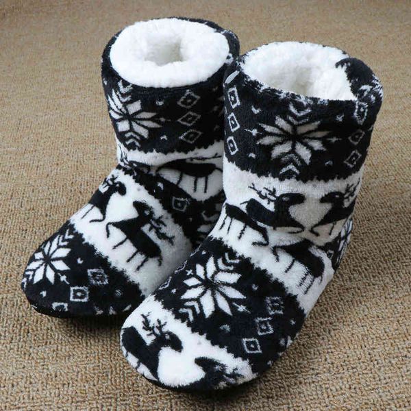 

winter fur slippers women warm house christmas indoor socks shoes cotton home floor claquette fourrure 2021, Black