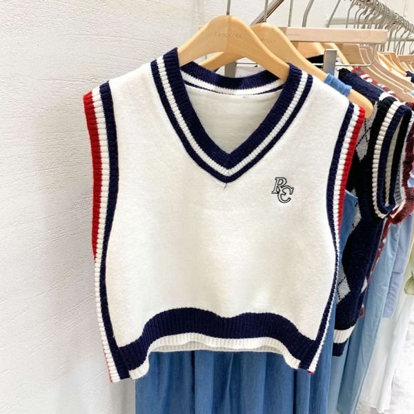 

vest sleeveless women wear loose knitted women's thin college style in, White