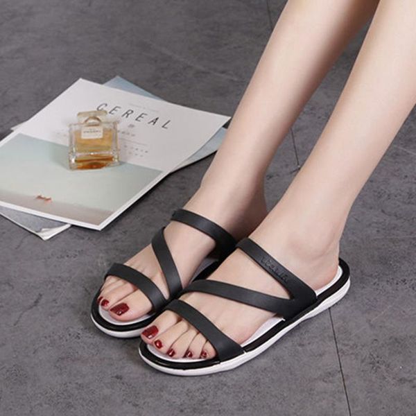 

cresfimix women classic light weight black peep toe sandals lady casual beach anti skid comfort cool slippers e6312