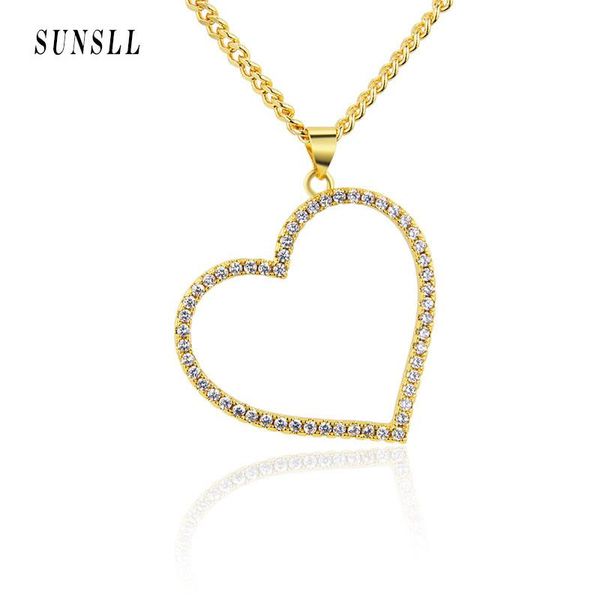 

pendant necklaces sunsll arrived gold-plated copper inlaid with zircon simplicity love heart fashion necklace jewelry gift, Silver