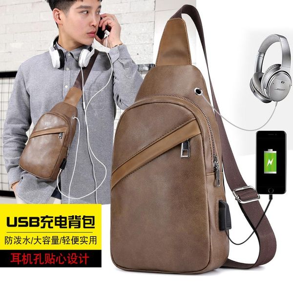 

waist bags style men chest bag fashion usb charging shoulder pu leisure