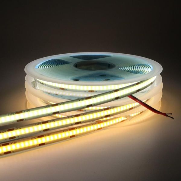

strips cob led strip 320 510leds/m ra90 high brightness dc12v 24v flexible lights 3000k-6000k ip20 5m/lot