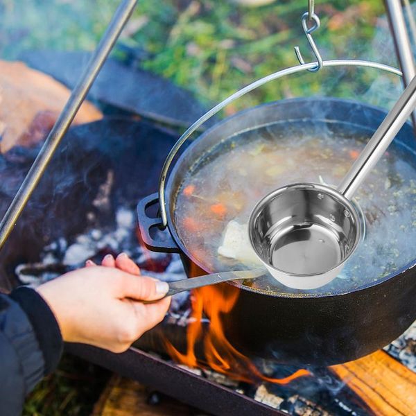 

spoons 2pcs stainless steel spoon long handle scoop soup (silver)