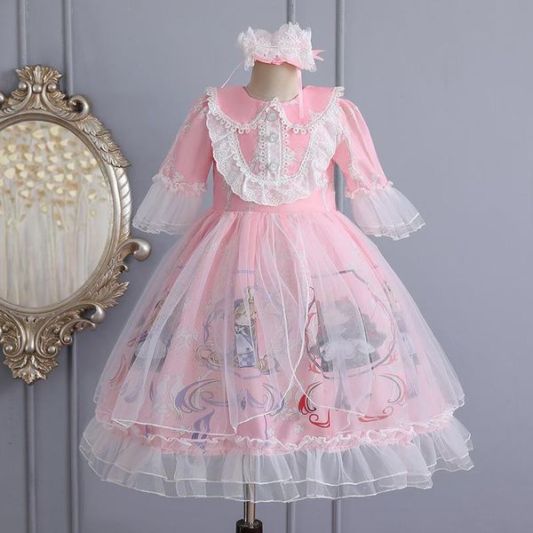 

girl's dresses sweet girls lolita dress harajuku fashion anime girl cosplay female japanese soft pattern tulle cute streetwear, Red;yellow