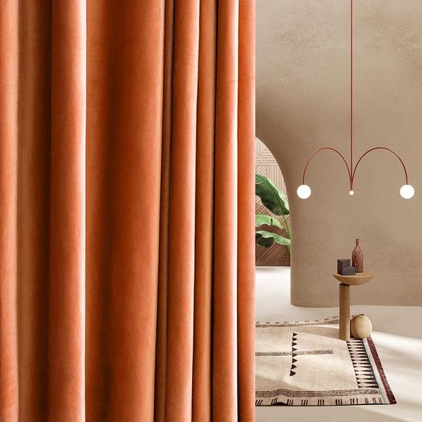 

curtain & drapes luxury nordic velvet for living room bedroom orange /green blackout curtains thickened french window